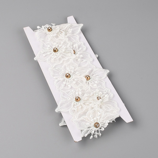

PandaHall Organza Ribbon with Light Golden Brown Beads, Flower Embroidered Lace Trim Ribbon, White, 2-1/2 inch(63mm), 15 yards/card Organza...