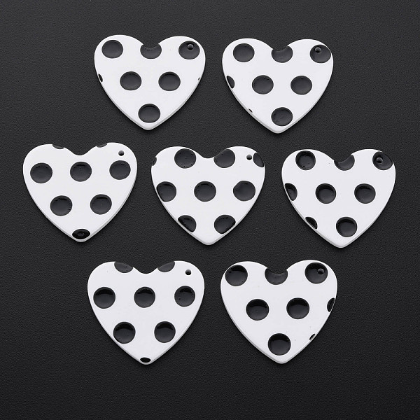 

PandaHall Cellulose Acetate(Resin) Pendants, Heart with Polka Dot, White, 25x28x2.5mm, Hole: 1.4mm Cellulose Acetate Heart White