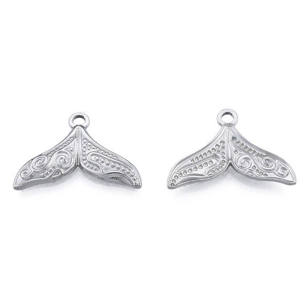 

PandaHall 201 Stainless Steel Pendants, Fishtail, Stainless Steel Color, 17x25.5x2mm, Hole: 2mm 201 Stainless Steel Fish