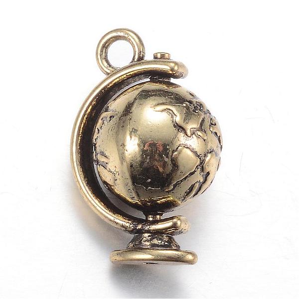 

PandaHall Rotatable Tibetan Style Alloy Pendants, Cadmium Free & Lead Free, 3D Globe, Antique Bronze, 23x15x12mm, Hole: 2.5mm Alloy