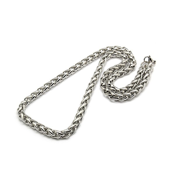 

PandaHall Fashionable 304 Stainless Steel Wheat Chain Necklaces, with Lobster Claw Clasps, Stainless Steel Color, 23.6 inch(60cm), 8mm 304...