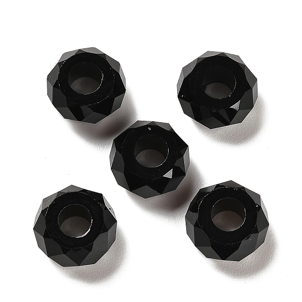 

PandaHall Resin European Beads, Large Hole Beads, Faceted, Rondelle, Black, 13.5x8mm, Hole: 5.5mm Resin Rondelle Black