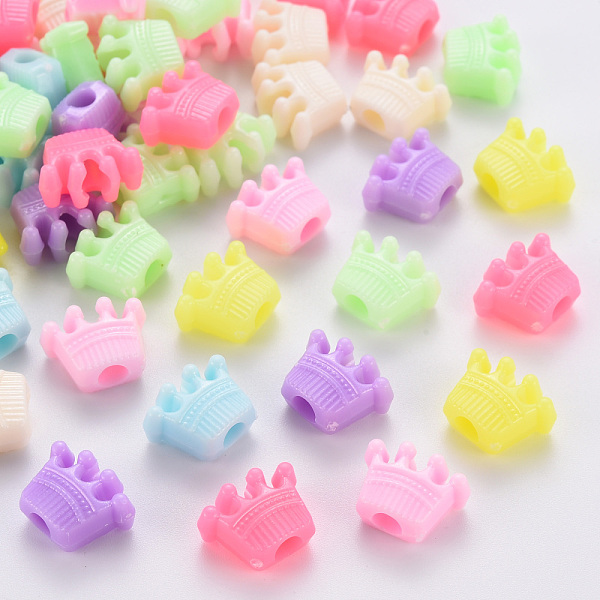 

PandaHall Opaque Acrylic Beads, Crown, Mixed Color, 11x13.5x6.5mm, Hole: 3.5mm, about 1485pcs/500g Acrylic Crown Multicolor