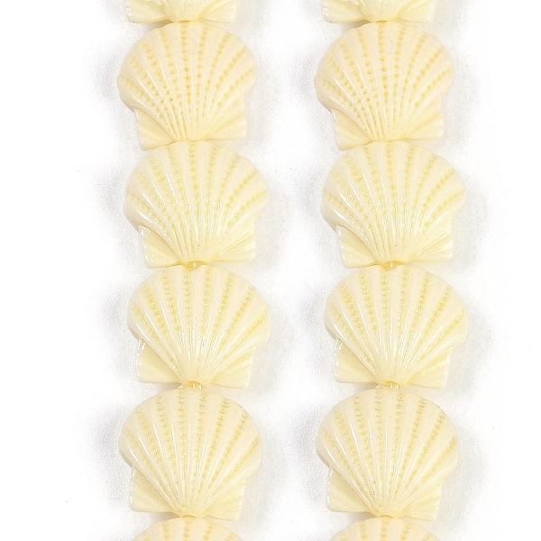 Brins de perles sculptées teintées en corail synthétique
