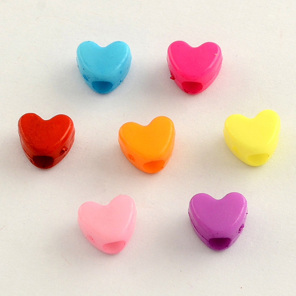 

PandaHall Opaque Acrylic European Beads, Large Hole Heart Beads, Mixed Color, 9x11x7mm, Hole: 4mm, about 1100pcs/500g Acrylic Heart..., Multicolor