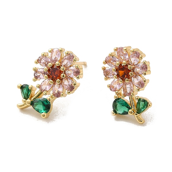 

PandaHall Rack Plating Real 18K Gold Plated Brass Flower of Life Stud Earrings, with Cubic Zirconia and Rhinestone, Long-Lasting Plated...