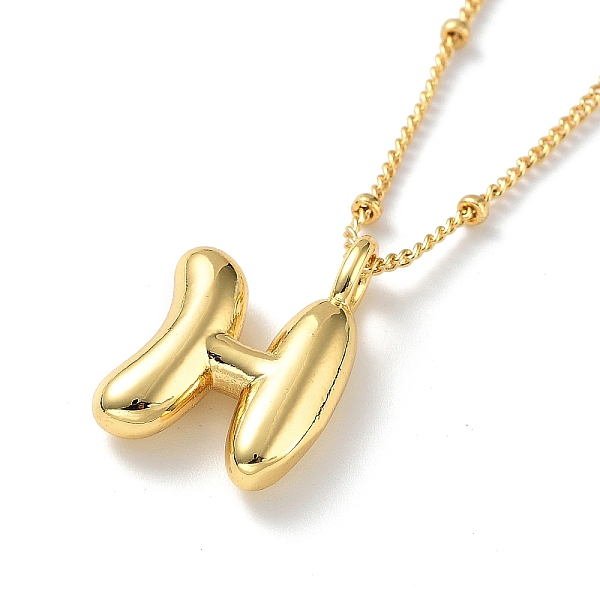 

PandaHall Initial Letter Brass Pendant Necklaces, Real 18K Gold Plated, Letter H, 17.52 inch(445mm), Letter: 19.5x13.5mm. Brass Letter H
