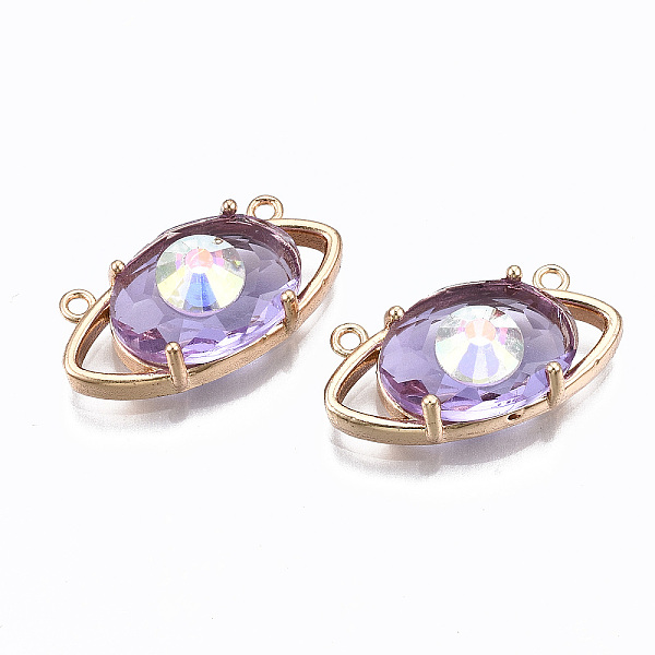 

PandaHall Glass Pendants Links, with Light Gold Tone Brass Findings, Eye, Lilac, 11x22x7mm, Hole: 1.2mm Brass+Glass Eye Purple