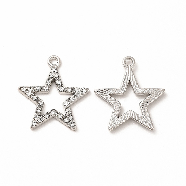 

PandaHall Alloy Rhinestone Pendants, Hollow Out Star Charms, Platinum, 23x21x2mm, Hole: 1.5mm Alloy+Rhinestone Star Clear