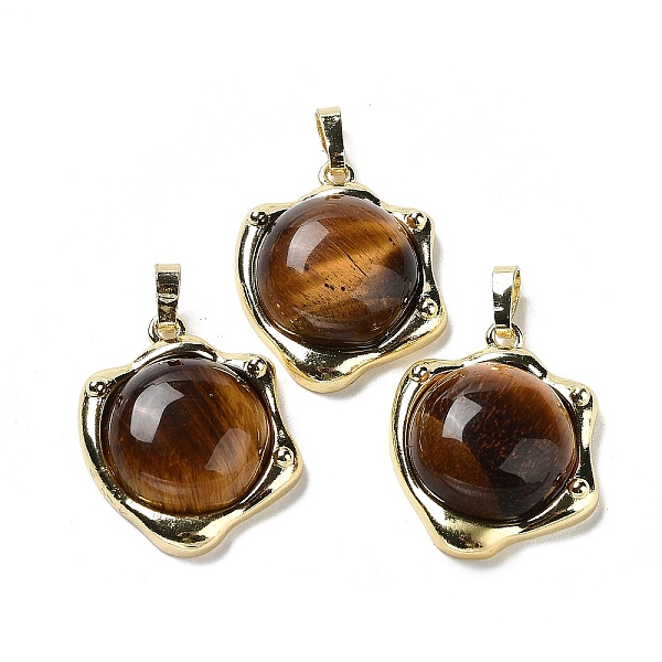 

PandaHall Natural Tiger Eye Pendants, Rack Plating Golden Plated Brass Nuggets Charms, Cadmium Free & Lead Free, 23.5x19x6.5mm, Hole...