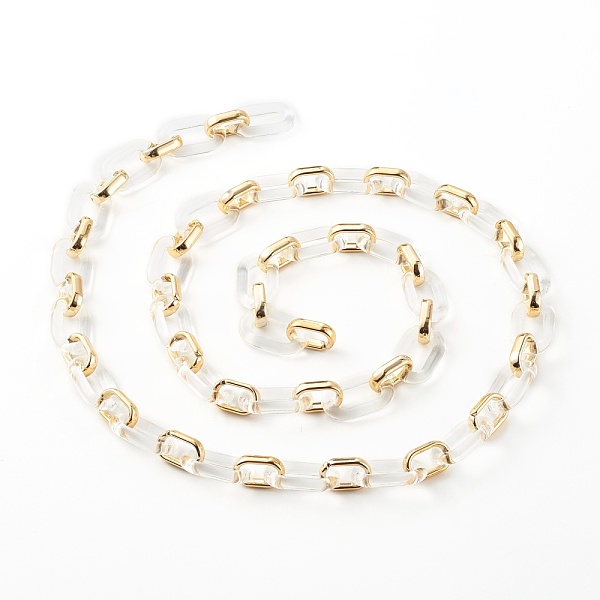 

PandaHall Handmade CCB Plastic Cable Chains, with Transparent Acrylic Linking Rings, Clear, Golden, 28x17x5mm, 19x12x4.5mm, 39.37 inch...