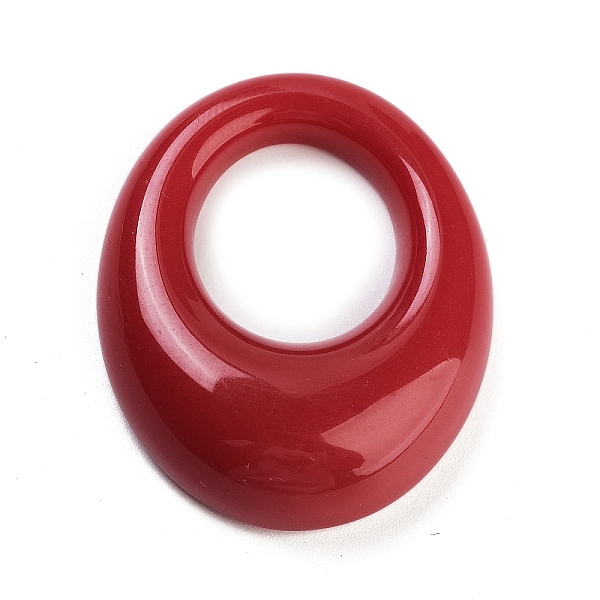 

PandaHall Opaque Resin Pendants, Hollow Oval Charms, FireBrick, 35x29x8mm, Hole: 16.5x15mm Resin Oval Red