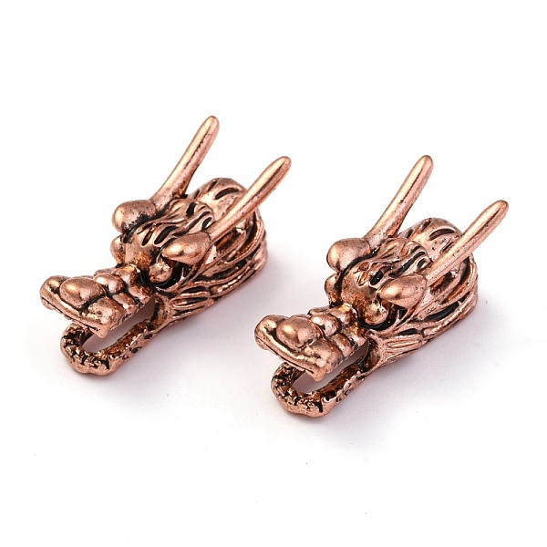 

PandaHall Tibetan Style Alloy Beads, Chinese Dragon Head Shape, Antique Rose Gold, 24x10x12mm, Hole: 6mm Alloy Dragon