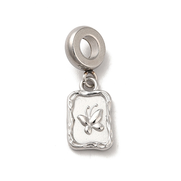 

PandaHall 304 Stainless Steel European Dangle Charms, Large Hole Pendants, Rectangle with Butterfly Pattern, Stainless Steel Color, 25mm...