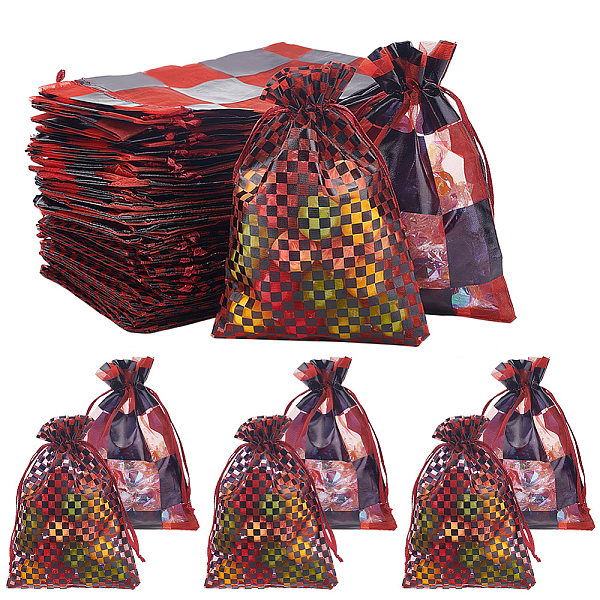 

PandaHall PH 60pcs Organza Gift Bags, 2 Styles Tartan Pattern Organza Drawstring Bags Wedding Favors Bag Jewelry Pouch Bags for Birthday..., Red
