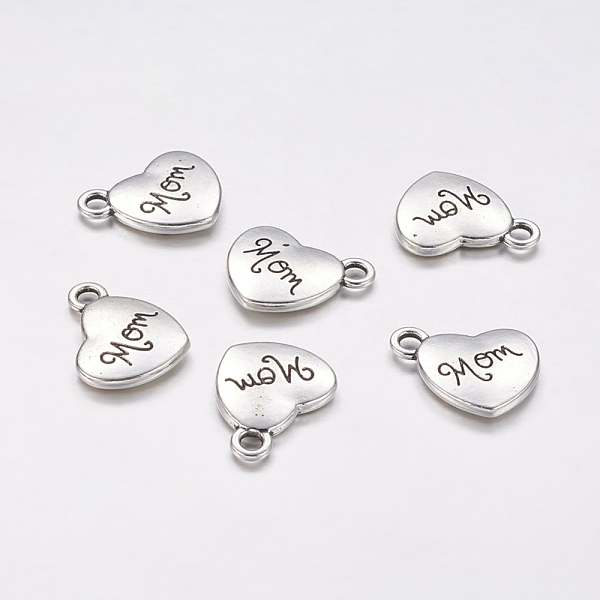 

PandaHall Mother's Day Theme, Tibetan Style Alloy Family Charms, Heart with Word Mom, Cadmium Free & Nickel Free & Lead Free, Antique Silver...