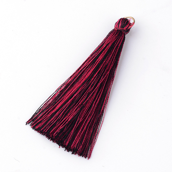 

PandaHall Nylon Thread Tassel Pendants Decoration, with Brass Findings, Golden, Dark Red, 35x7mm, Hole: 7mm Nylon Red