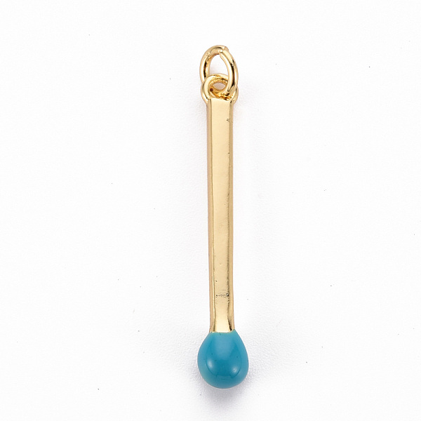 

PandaHall Brass Enamel Pendants, with Jump Ring, Cadmium Free & Nickel Free & Lead Free, Match, Real 16K Gold Plated, Sky Blue, 30x4.5mm...