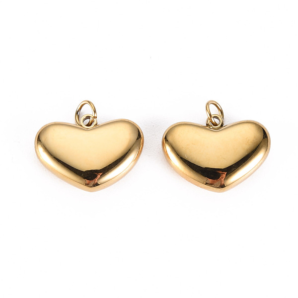 

PandaHall 304 Stainless Steel Charms, with Jump Rings, Heart, Real 14K Gold Plated, 11x15x4mm, Hole: 2.8mm 304 Stainless Steel Heart
