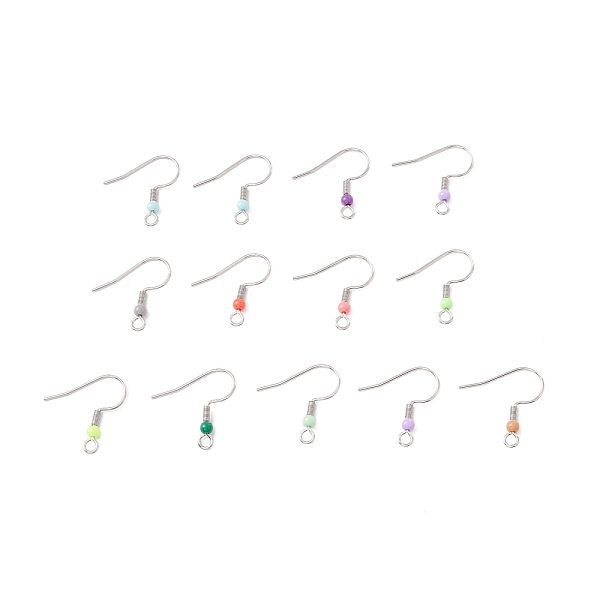 

PandaHall 316 Surgical Stainless Steel Earring Hooks, with Horizontal Loops and Plastic Beads, Mixed Color, 19.5x3mm, Hole: 2.2mm, 22 Gauge..., Multicolor