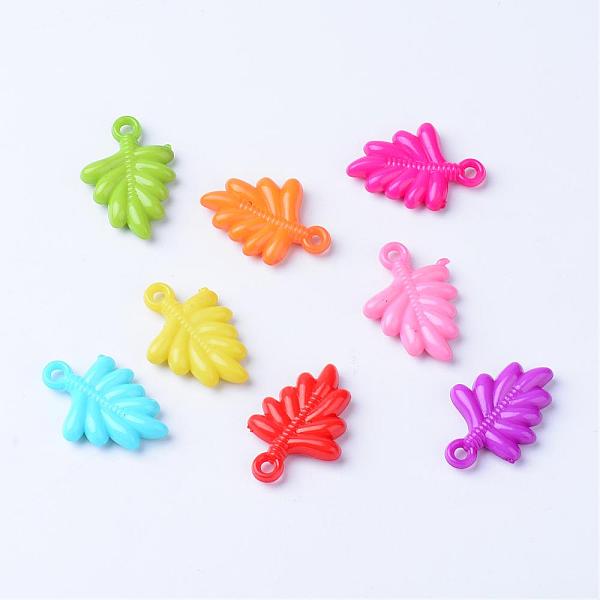 

PandaHall Opaque Acrylic Pendants, Leaf, Mixed Color, 32x22x6mm, Hole: 3mm, about 270pcs/500g Acrylic Leaf Multicolor