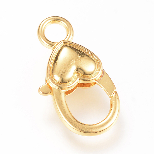 

PandaHall Alloy Lobster Claw Clasps, Heart, Golden, 26.5x14x6.5mm, Hole: 4mm Alloy Heart