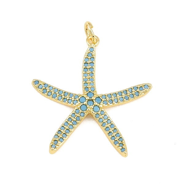 Colgantes de circonita cúbica azul cielo con micro pavé de latón