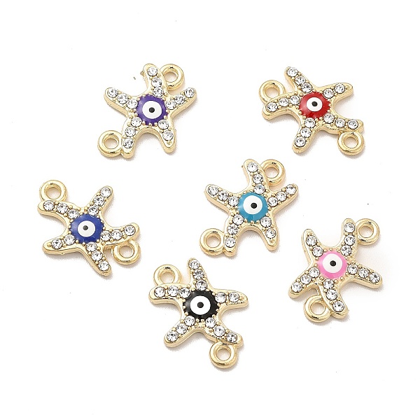 

PandaHall Evil Eye Alloy Enamel Connector Charms, Starfish Links with Crystal Rhinestone, Golden, 18x13x2.5mm, Hole: 1.5mm Alloy..., Multicolor