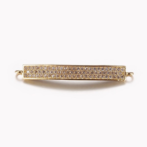 

PandaHall Long-Lasting Plated Brass Micro Pave Cubic Zirconia Links, Rectangle, Clear, Real 18K Gold Plated, 4.5x37x4.5mm, Hole: 0.5mm...