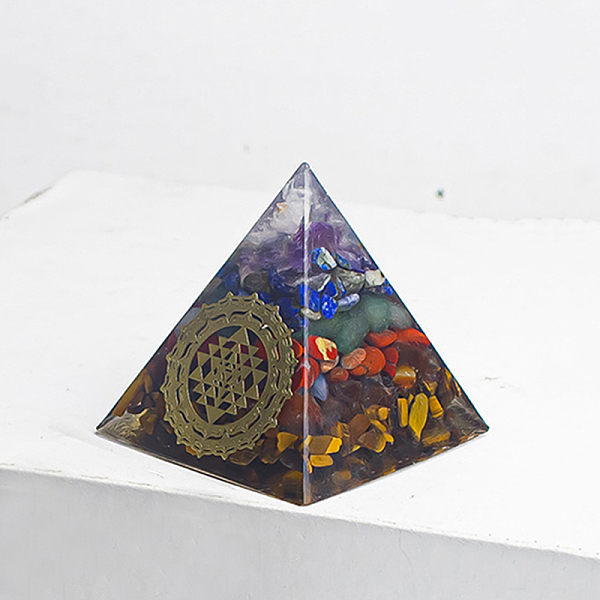 

PandaHall Orgonite Pyramid Resin Energy Generators, Reiki Gemstone Chips Inside for Home Office Desk Decoration, 50mm Mixed Stone Pyramid