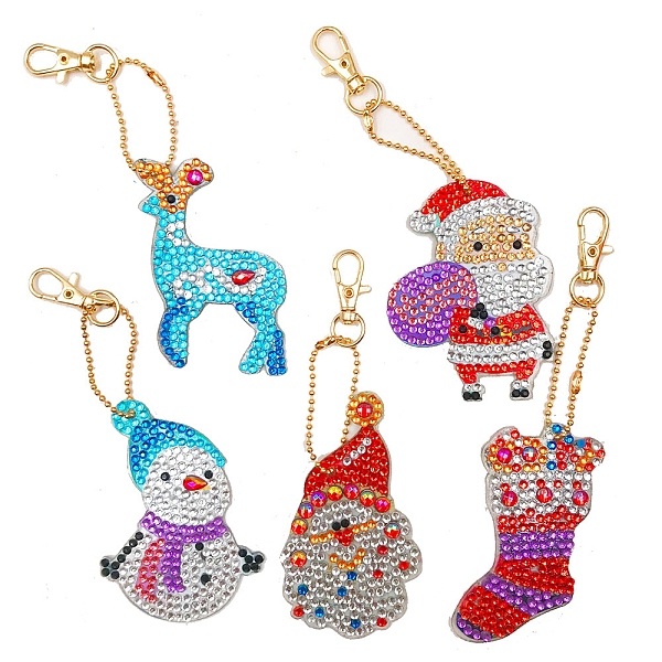 

PandaHall Christmas Theme DIY Diamond Painting Keychain Kits, Elk Santa Claus Snowman Christmas Socks, including Resin Rhinestones, Diamond..., Multicolor