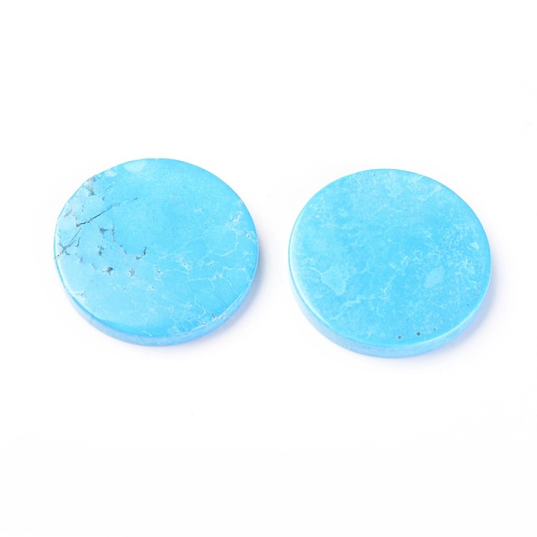 

PandaHall Natural Howlite Cabochons, Dyed, Flat Round, Deep Sky Blue, 30x4mm Howlite Flat Round Blue