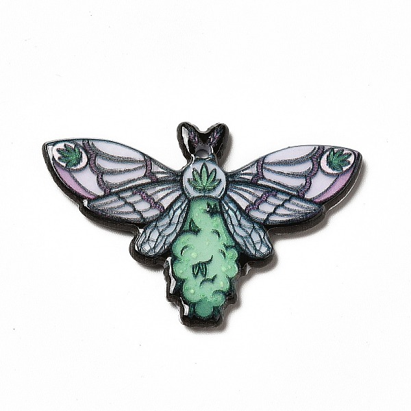 

PandaHall Weed Pattern Theme Printed Acrylic Pendants, Moth, Insects, 27.5x41.5x2.5mm, Hole: 1.6mm Acrylic Insects Purple