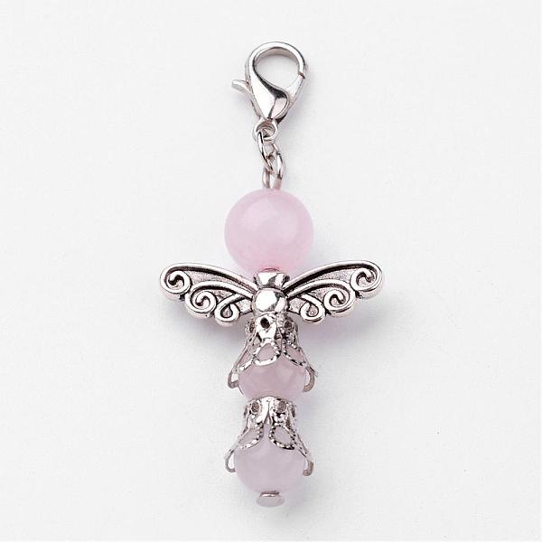 

PandaHall Natural Round Rose Quartz Pendant Decorations, with Zinc Alloy Findings and Lobster Claw Clasps, Pink, 50mm Rose Quartz Round Pink