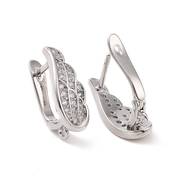 

PandaHall Rack Plating Brass Micro Pave Cubic Zirconia Hoop Earring Findings with Latch Back Closure, with Vertical Loops, Wings, Cadmium...