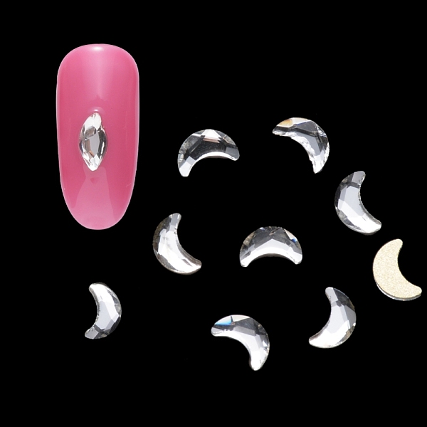 

PandaHall Flat Back Glass Rhinestone Cabochons, Nail Art Decoration Accessories, Faceted, Moon, Crystal, 6x3.5x1.5mm, 20pcs/bag Glass Moon..., Clear