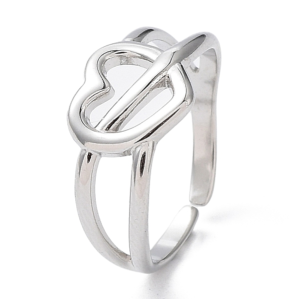 

PandaHall 304 Stainless Steel Hollow Heart Open Cuff Rings, Stainless Steel Color, Inner Diameter: 16.8mm 304 Stainless Steel Ring