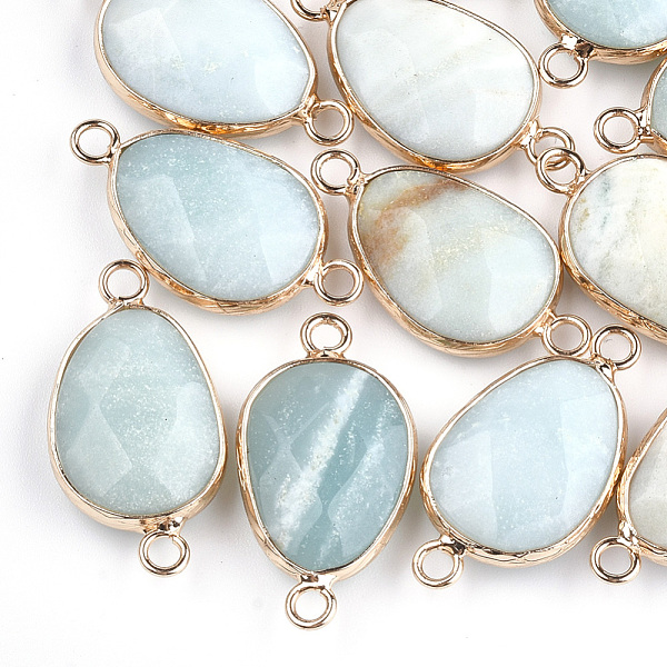 

PandaHall Natural Amazonite Links, with Brass Findings, Faceted, teardrop, Golden, 27.5x14.5~15x6~6.5mm, Hole: 2mm Amazonite Teardrop