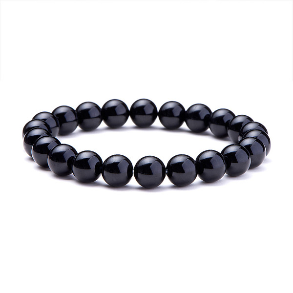 Natürliche Blacke Agate Runde Perlen Stretch-Armbänder