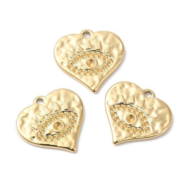 

PandaHall Ion Plating(IP) 316L Surgical Stainless Pendant Rhinestone Settings, Heart with Eye, Real 18K Gold Plated, Fit for 1mm & 1.5mm...