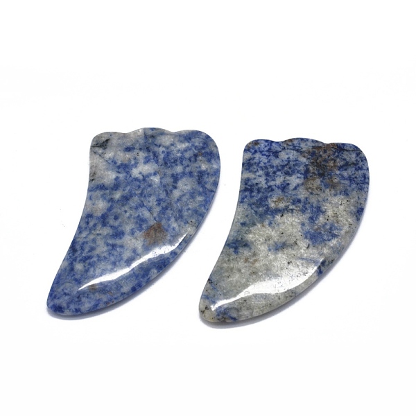 PandaHall Natural Blue Spot Jasper Gua Sha Boards, Scraping Massage Tools, Gua Sha Facial Tools, Wing, 97~99.5x49~52.5x6~6.5mm Blue Spot...