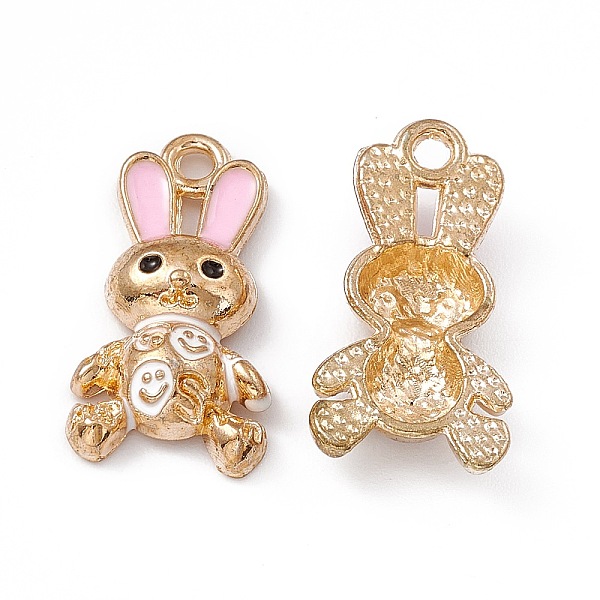 

PandaHall Alloy Enamel Pendants, Rabbit Charm, Golden, Pink, 20x10x3.5mm, Hole: 2mm Alloy+Enamel Rabbit Pink