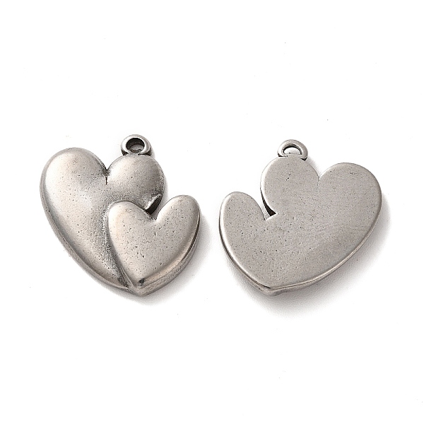 

PandaHall Valentine's Day 304 Stainless Steel Pendants, Heart Charm, Stainless Steel Color, 19x18x3mm, Hole: 0.8mm 304 Stainless Steel Heart