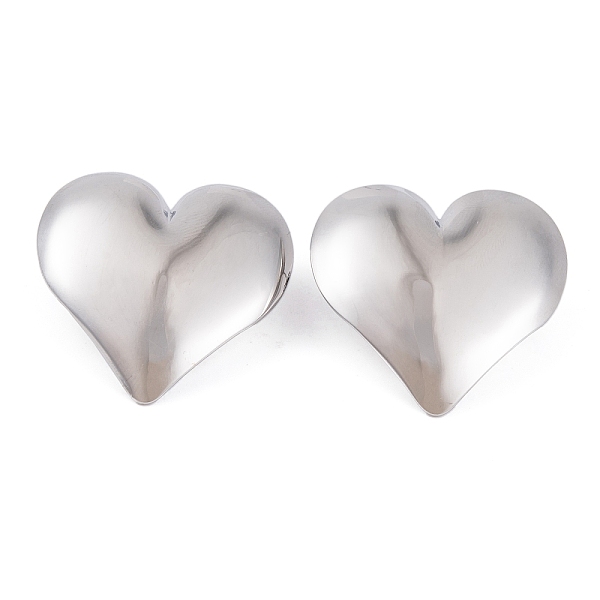 

PandaHall 304 Stainless Steel Stud Earrings for Women, Heart, Stainless Steel Color, 36x36mm 304 Stainless Steel Heart