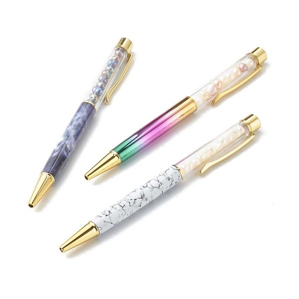 

PandaHall Ballpoint Pens, with inner Pearl Beads, for Office Supplies, Colorful, 143x13x10mm Shell