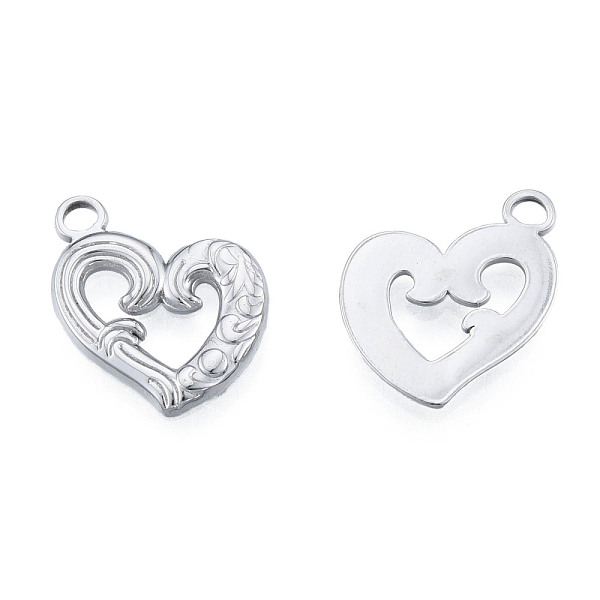 

PandaHall 201 Stainless Steel Pendants, Heart, Stainless Steel Color, 18.5x15x1.5mm, Hole: 2mm 201 Stainless Steel Heart