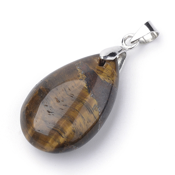 

PandaHall Natural Tiger Eye Pendants, with Alloy Findings, teardrop, Platinum, 23~24x14x8mm, Hole: 4x5mm Tiger Eye Teardrop