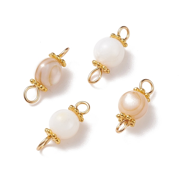 

PandaHall Natural Shell Connector Charms, with Golden Tone Alloy & 304 Stainless Steel Findings, Round, Old Lace, 14x6mm, Hole: 2mm Shell...