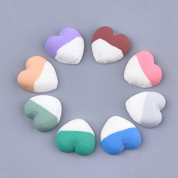 

PandaHall Two Tone Handmade Polymer Clay Cabochons, Heart, Mixed Color, 12.5~13x13~14x4~4.5mm Polymer Clay Heart Multicolor