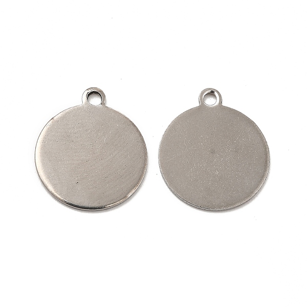 

PandaHall 201 Stainless Steel Pendants, Flat Round Charm, Stainless Steel Color, 16x14x0.5mm, Hole: 1.2mm 201 Stainless Steel Flat Round